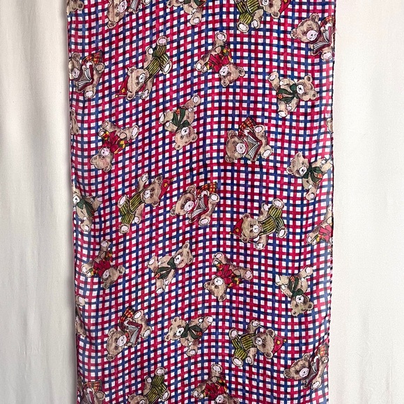 Sheer Silk Teddy Bear Print Scarf Rectangle 63” Novelty Cottagecore Whimsical - Picture 4 of 7